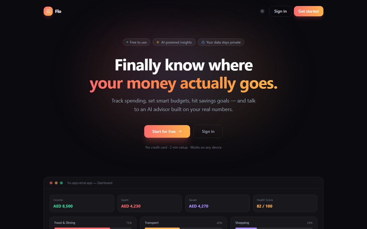 Flo finance app preview